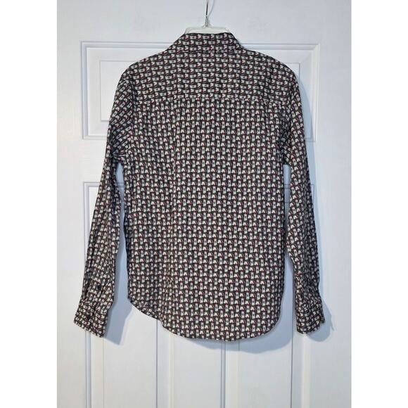 Sovereign Code Boys L 14/16 Christmas Dogs Santa Hat Button Long Sleeve Shirt - Picture 3 of 7